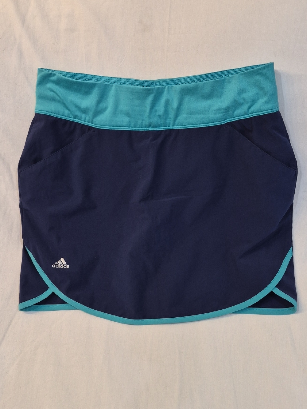 adidas Navy Swim Skort with Teal Waistband